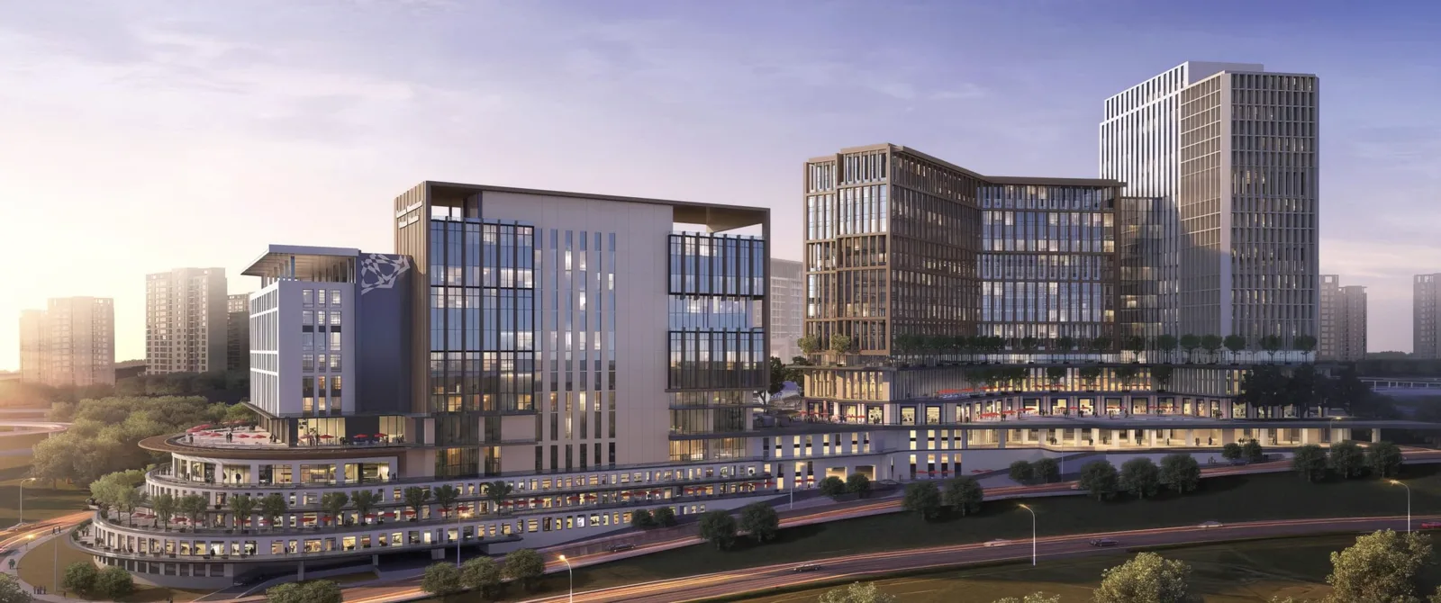 Fintech Zone kampüs renderı: bina cephesi